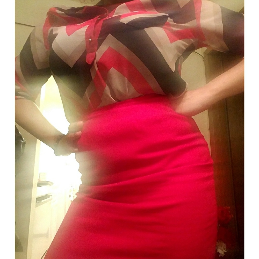 High Waisted Mid Length Skirt